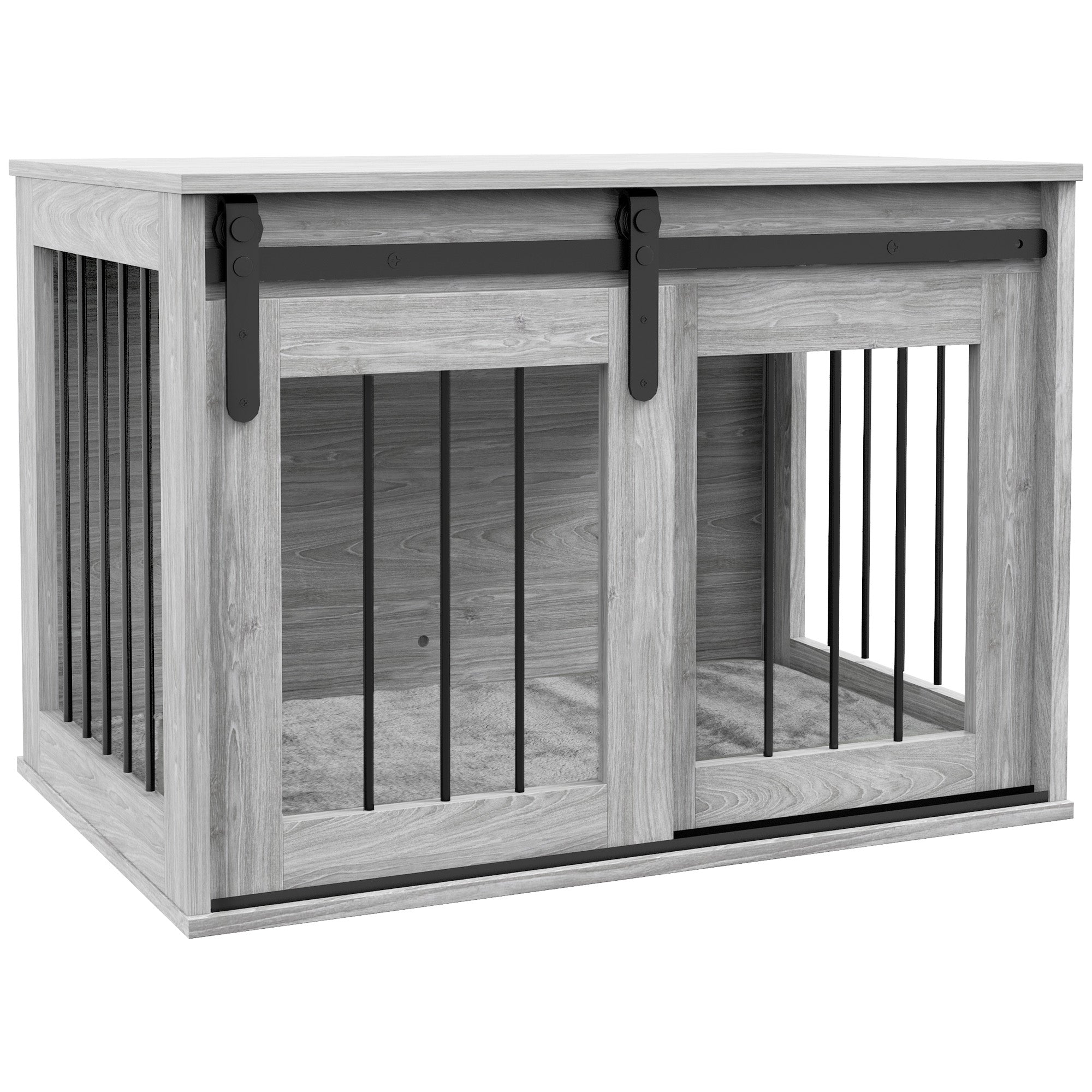 Dog Crate Furniture, Dog House Furniture Style for Medium Breeds, Pet Kennel with Removable Cushion for Indoor Use, 80 x 54 x 57cm, Grey