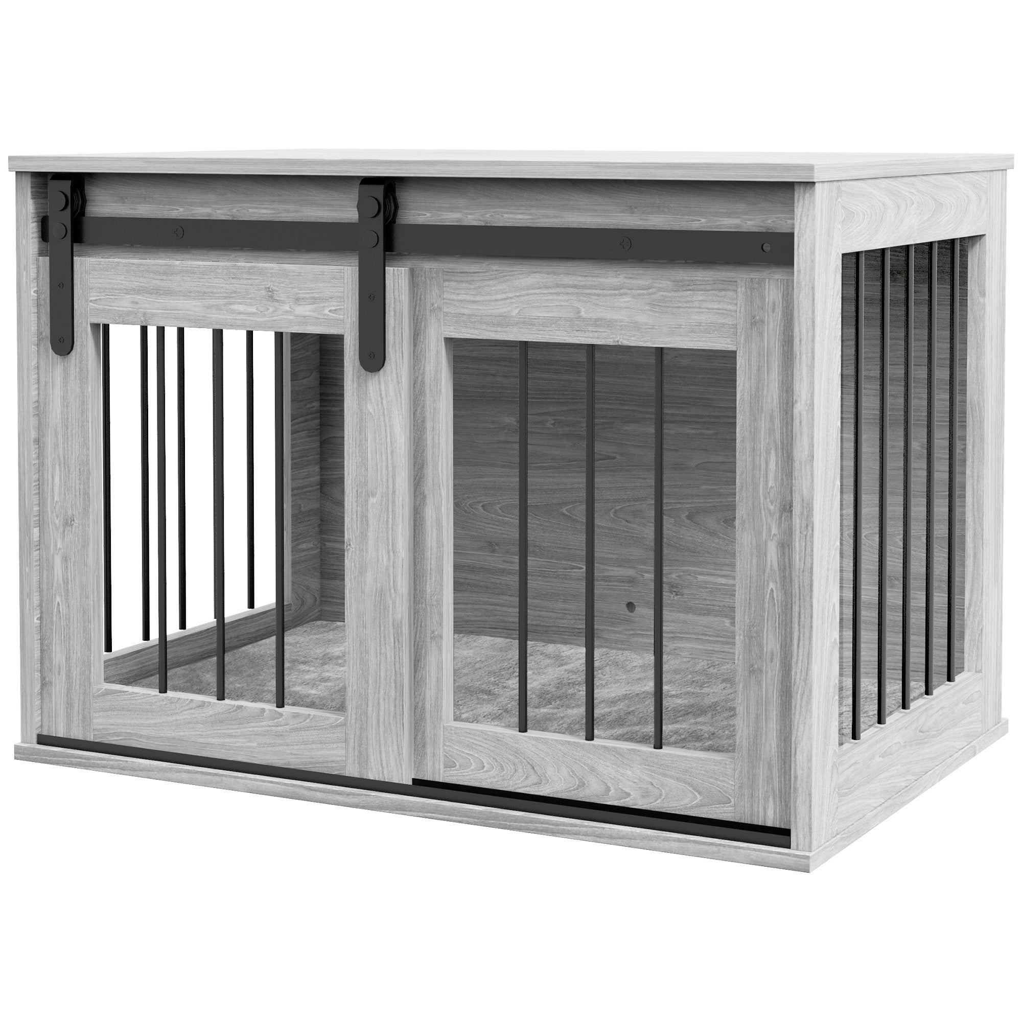 Dog Crate Furniture, Dog House Furniture Style for Medium Breeds, Pet Kennel with Removable Cushion for Indoor Use, 80 x 54 x 57cm, Grey