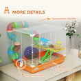 Charger l'image dans la visionneuse de la galerie, 18"L Hamster Cage, Small Animal House, 2-Level Rat Gerbil Haven with Tunnel Tube System, Exercise Wheel, Water Bottle, Food Dish, Ramp, Orange

