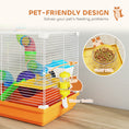 Charger l'image dans la visionneuse de la galerie, 18"L Hamster Cage, Small Animal House, 2-Level Rat Gerbil Haven with Tunnel Tube System, Exercise Wheel, Water Bottle, Food Dish, Ramp, Orange
