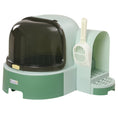 Load image into Gallery viewer, 2 in 1 Cat Litter Box Cat House, Hooded Cat Litter Tray, with Drawer Pans, Scoop, Openable Cover - Green
