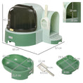 Load image into Gallery viewer, 2 in 1 Cat Litter Box Cat House, Hooded Cat Litter Tray, with Drawer Pans, Scoop, Openable Cover - Green
