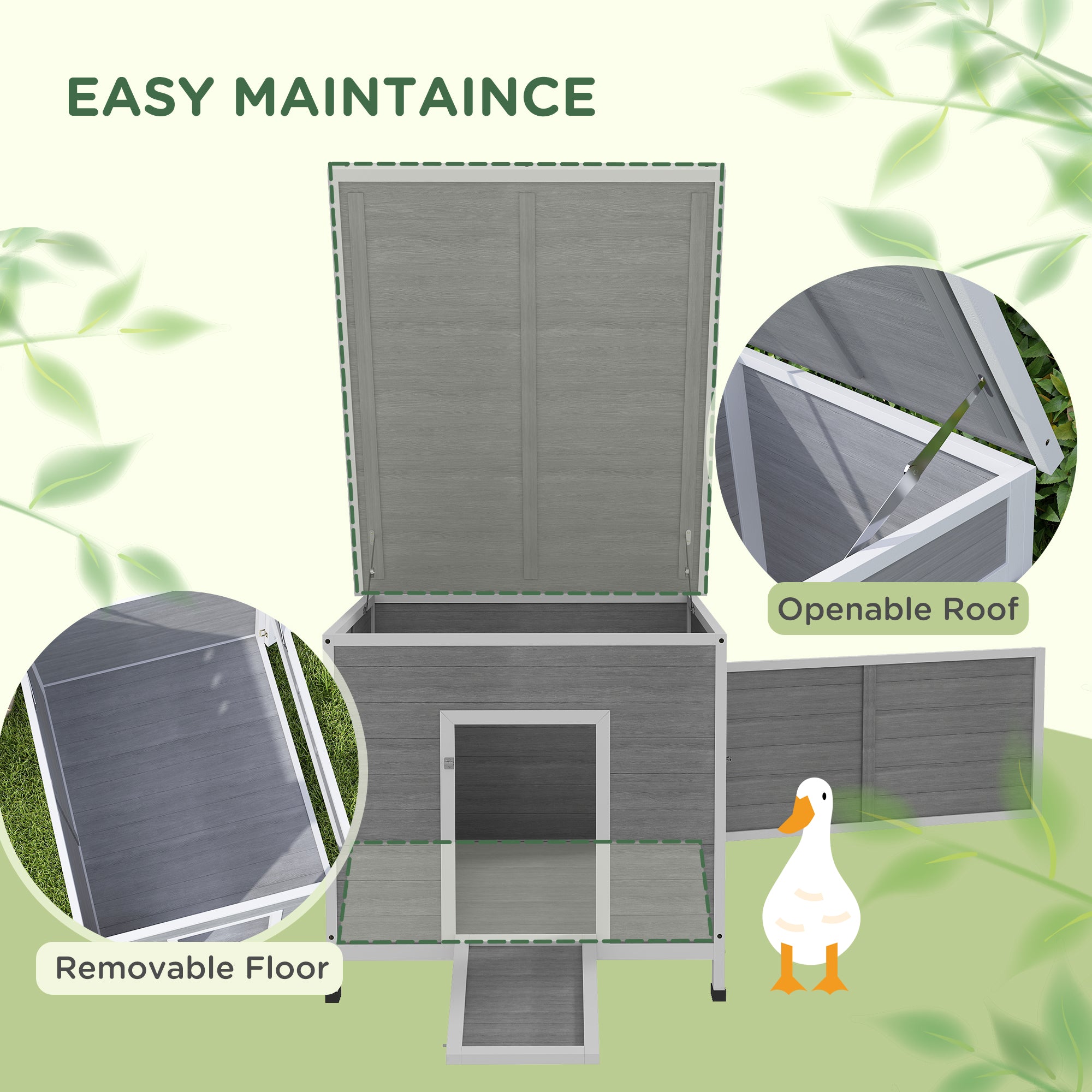 PawHut Wooden Duck Coop with Openable Roof Outdoor Rabbit Hutch 30