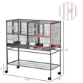 Load image into Gallery viewer, Divided Breeder Bird Cage with Rolling Stand Removable Metal Tray, Storage Shelf, Wood Perch, and Food Container
