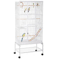 Load image into Gallery viewer, 71" Bird Cage, 3 Tier Large Parrot Cage with Wheels, Perches, Ramp, Storage Shelf, Toys for Canaries, Finches, Cockatiels, Parakeets, White
