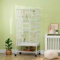 Load image into Gallery viewer, Large Bird Cage Budgie Cage 3 Tier Aviary with Stand Wheels, Toys, Ladders, Shelf for Canaries, Finches, Cockatiels, Parakeets - White
