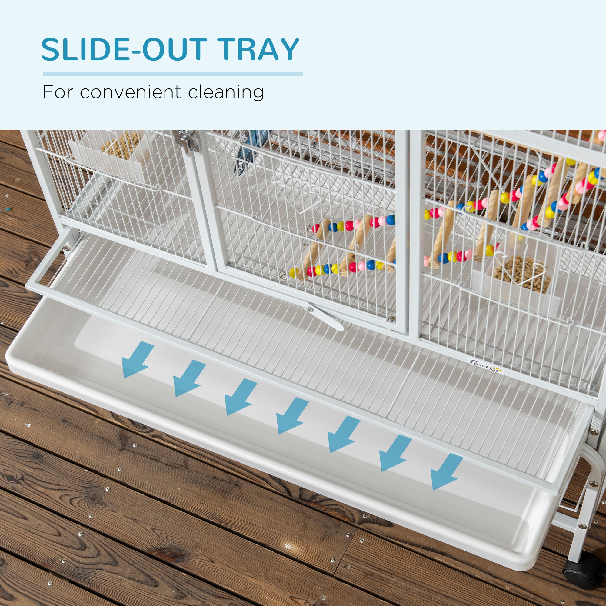 Large Bird Cage Budgie Cage 3 Tier Aviary with Stand Wheels, Toys, Ladders, Shelf for Canaries, Finches, Cockatiels, Parakeets - White