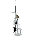 Load image into Gallery viewer, 255cm Floor to Ceiling Cat Tree with Scratching Posts, Height Adjustable Cat Tower with Hammock, House, Anti-tipping Kit, Perches, Toys, Grey
