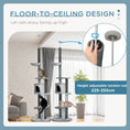 Load image into Gallery viewer, 255cm Floor to Ceiling Cat Tree with Scratching Posts, Height Adjustable Cat Tower with Hammock, House, Anti-tipping Kit, Perches, Toys, Grey

