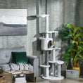 Load image into Gallery viewer, 255cm Floor to Ceiling Cat Tree with Scratching Posts, Height Adjustable Cat Tower with Hammock, House, Anti-tipping Kit, Perches, Toys, Grey
