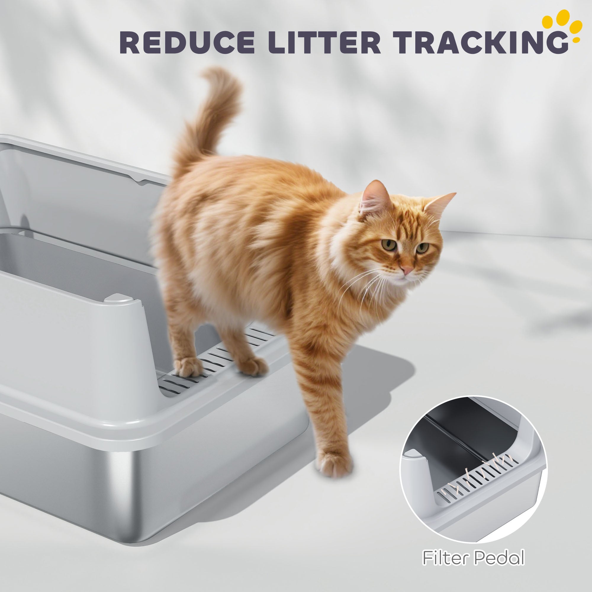Stainless Steel Cat Litter Box, XL Kitty Litter Box for Big and Multiple Cats with High Wall Side, Scoop, Anti-Leakage, Easy Cleaning & Odor Free