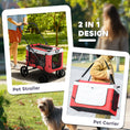 Load image into Gallery viewer, Dog Pram Dog Stroller Pet Pushchair with Detachable Carrier Soft Padding, Safety Leashes, for Mini and Small Dogs - Red
