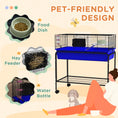 Load image into Gallery viewer, PawHut Two- Story Small Animal Cage Removable from Stand, Guinea Pig Cage, Hedgehog Cage, Chinchilla Cage, Ferret, with Shelf & Wheels, Pet Habitat, 33" x 18.5" x 35" , Blue
