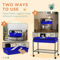 Load image into Gallery viewer, PawHut Two- Story Small Animal Cage Removable from Stand, Guinea Pig Cage, Hedgehog Cage, Chinchilla Cage, Ferret, with Shelf & Wheels, Pet Habitat, 33" x 18.5" x 35" , Blue
