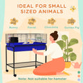 Load image into Gallery viewer, PawHut Two- Story Small Animal Cage Removable from Stand, Guinea Pig Cage, Hedgehog Cage, Chinchilla Cage, Ferret, with Shelf & Wheels, Pet Habitat, 33" x 18.5" x 35" , Blue
