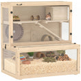 Load image into Gallery viewer, Wooden Hamster Cage, Large Gerbil Cage with Hut, Wheel, Ramps, 3 Tier Small Animal Habitat with Removable Viewing Panels, 80 x 50 x 84 cm, Natural
