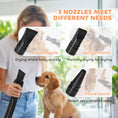Load image into Gallery viewer, Dog Hair Dryer, 2200W Pet Grooming Hair Dryer with Adjustable Temperature & Velocity, Professional Low Noise Dog Blaster with 3 Different Nozzles, Black
