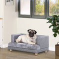 Load image into Gallery viewer, Dog Sofa Bed for Small-Sized Dogs, Elevated Pet Chair with PU Cover, Soft Cushion, Cat Couch Lounger with Anti-slip Legs - Grey
