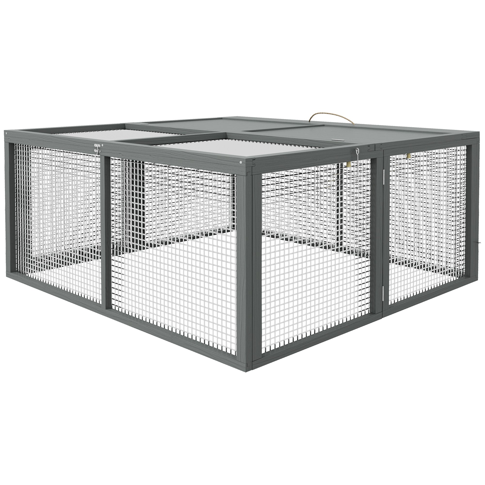 Rabbit Hutch, Folding Portable Wooden Bunny Cage with Openable Top, for 2-3 Rabbits, Small Animals, Guinea Pig Cage Small Chicken Coop for Outdoor, Garden - Gray
