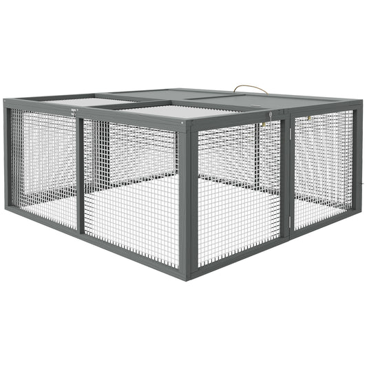 Rabbit Hutch, Folding Portable Wooden Bunny Cage with Openable Top, for 2-3 Rabbits, Small Animals, Guinea Pig Cage Small Chicken Coop for Outdoor, Garden - Gray