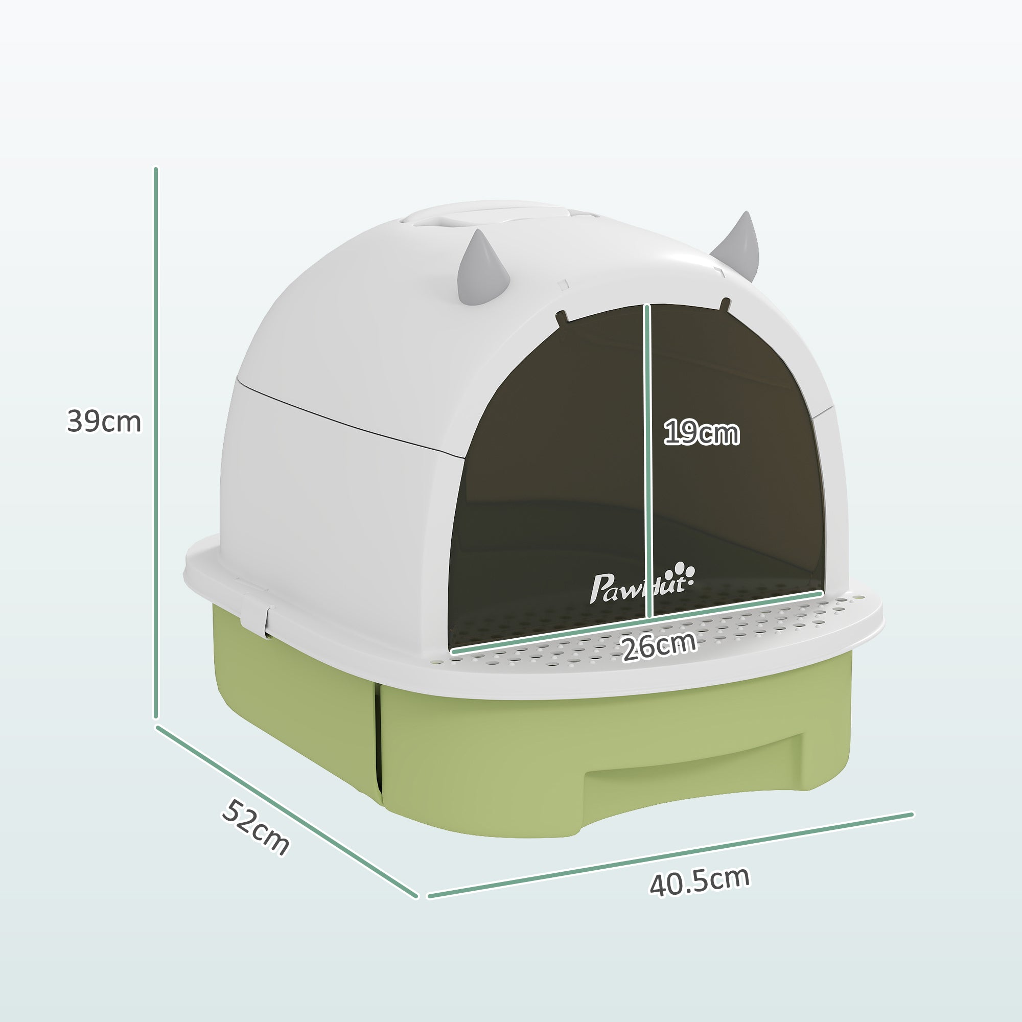 Cat Litter Tray with Lid, Enclosed Cat Litter Box with Pull-Out Drawer, Scoop, Deodorising Bags for Odour Control, Privacy, Portable, Easy to Clean, Green