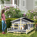 Load image into Gallery viewer, Dog House Outdoor, Extra Large Luxury Elevated Pet Bed for 2 Small Medium Dogs, Waterproof Dog Shelter with Porch Deck, 59" x 64" x 39", Grey
