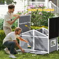 Load image into Gallery viewer, PawHut Dog House Outdoor, Wooden Dog Kennel Weatherproof with Porch, Double Room, Openable Roof, Removable Bottom, Elevated Floor, for Small to Medium Dogs, Gray
