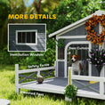 Load image into Gallery viewer, PawHut Dog House Outdoor, Wooden Dog Kennel Weatherproof with Porch, Double Room, Openable Roof, Removable Bottom, Elevated Floor, for Small to Medium Dogs, Gray
