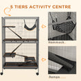 Load image into Gallery viewer, 5-Tier Rolling Small Animal Cage, Deluxe Guinea Pig Cage, Ferret Cage for Mink Chinchilla Kitten Rabbit, Small Pet Play House with Hammock Platform, Ramp, Tray, Grey
