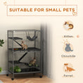 Load image into Gallery viewer, 5-Tier Rolling Small Animal Cage, Deluxe Guinea Pig Cage, Ferret Cage for Mink Chinchilla Kitten Rabbit, Small Pet Play House with Hammock Platform, Ramp, Tray, Grey
