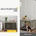 Load image into Gallery viewer, Dog Crate Furniture on Wheels, Dog Cage End Side Table with Lockable Double Doors, for Medium Breeds, 80 x 56 x 62.5cm, Grey
