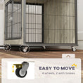 Load image into Gallery viewer, Dog Crate Furniture on Wheels, Dog Cage End Side Table with Lockable Double Doors, for Medium Breeds, 80 x 56 x 62.5cm, Grey
