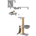 Load image into Gallery viewer, 3-In-1 Cat Wall Shelves, Wooden Cat Climbing Furniture with Condo, Bed, Hammock, Scratching Post and Spring Ball, Space-Saving Wall Mounted Kitty Shelves for Indoor Kittens, Gray
