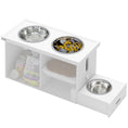 Load image into Gallery viewer, PawHut Elevated Dog Bowls with Slow Feeder Mat & Semi-Auto Dispenser Function, Pet Feeding Station with Storage Cabinet, 3 Stainless Steel Bowls, Raised Dog Bowls for Large & Extra Large Dogs, White
