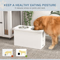 Load image into Gallery viewer, Raised Dog Bowls, Dog Feeding Station with Slow Feeder Mat, Storage Cabinet, 3 Stainless Steel Bowls, Semi-Auto Dispenser Function, for Large, Extra Large Breeds, White

