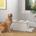Load image into Gallery viewer, Raised Dog Bowls, Dog Feeding Station with Slow Feeder Mat, Storage Cabinet, 3 Stainless Steel Bowls, Semi-Auto Dispenser Function, for Large, Extra Large Breeds, White
