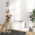Load image into Gallery viewer, Raised Dog Bowls, Dog Feeding Station with Slow Feeder Mat, Storage Cabinet, 3 Stainless Steel Bowls, Semi-Auto Dispenser Function, for Large, Extra Large Breeds, White
