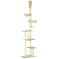 Load image into Gallery viewer, Floor to Ceiling Cat Tree for Indoor Cats, 6-Tier Play Tower Climbing Activity Center with Scratching Post, Platforms, Bed, Hammock, Adjustable Height 230-250cm, Beige
