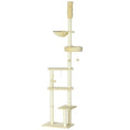Load image into Gallery viewer, Floor to Ceiling Cat Tree for Indoor Cats, 6-Tier Play Tower Climbing Activity Center with Scratching Post, Platforms, Bed, Hammock, Adjustable Height 230-250cm, Beige
