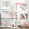 Load image into Gallery viewer, Cat Tree for Indoor Large Adult Cats, 65 Inch Kitty Tower Multi-Level with 2 Doors Condos, Plush Top Perch, Hammock, Sisal Scratching Posts, 4 Pompoms, Ramp, White
