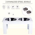 Load image into Gallery viewer, Raised Dog Bowl Feeding Bowls with Stand for Medium Dogs Elevated Pet Bowls Water Food Feeder 58L x 31W x 25H cm - White

