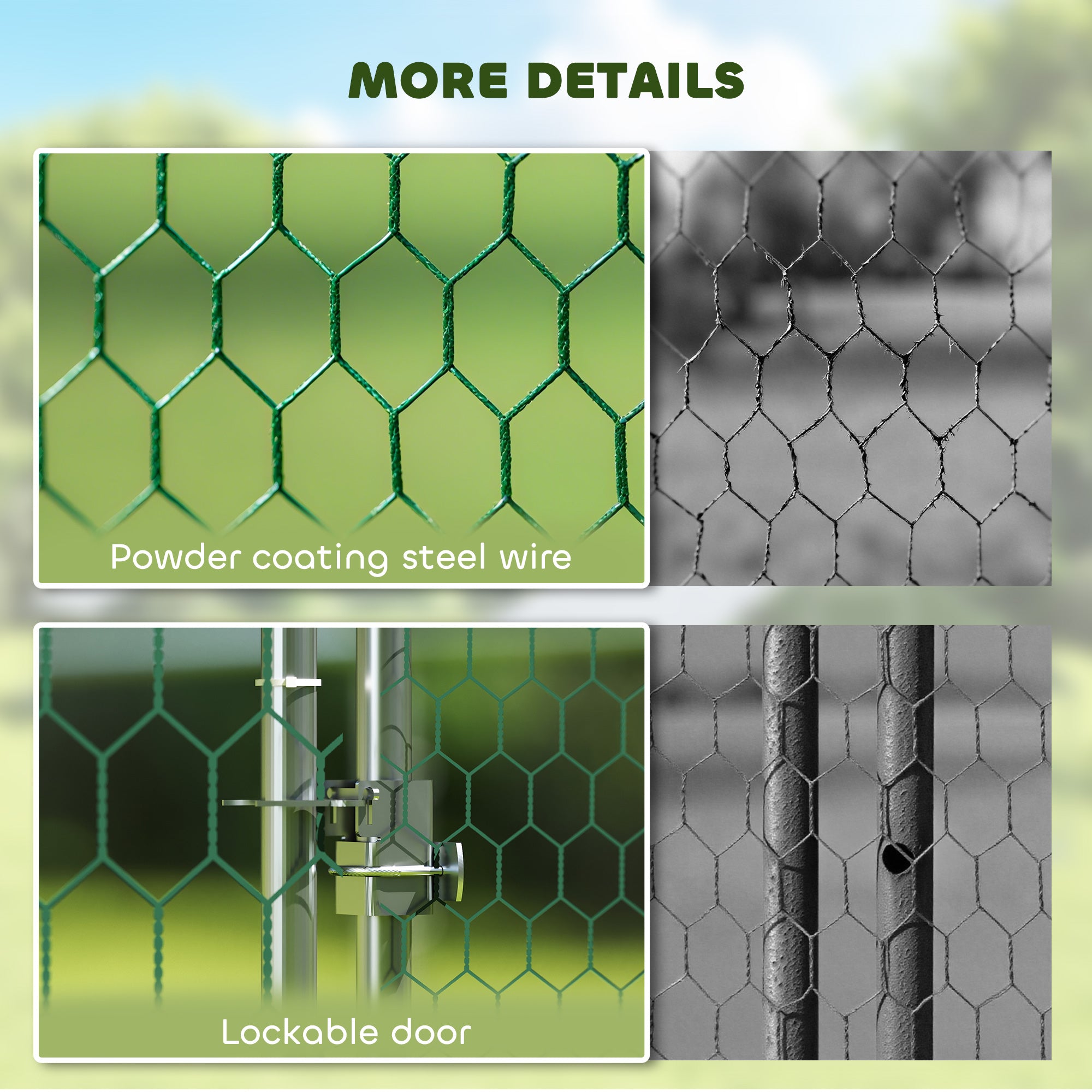 Large Chicken Coop Metal Chicken Run with Waterproof and Anti-UV Cover, Spire Shaped Walk in Fence Cage Hen House for 30-40 Hens, for Outdoor Yard Farm, 1" Tube Diameter, 33' x 10' x 6.4'