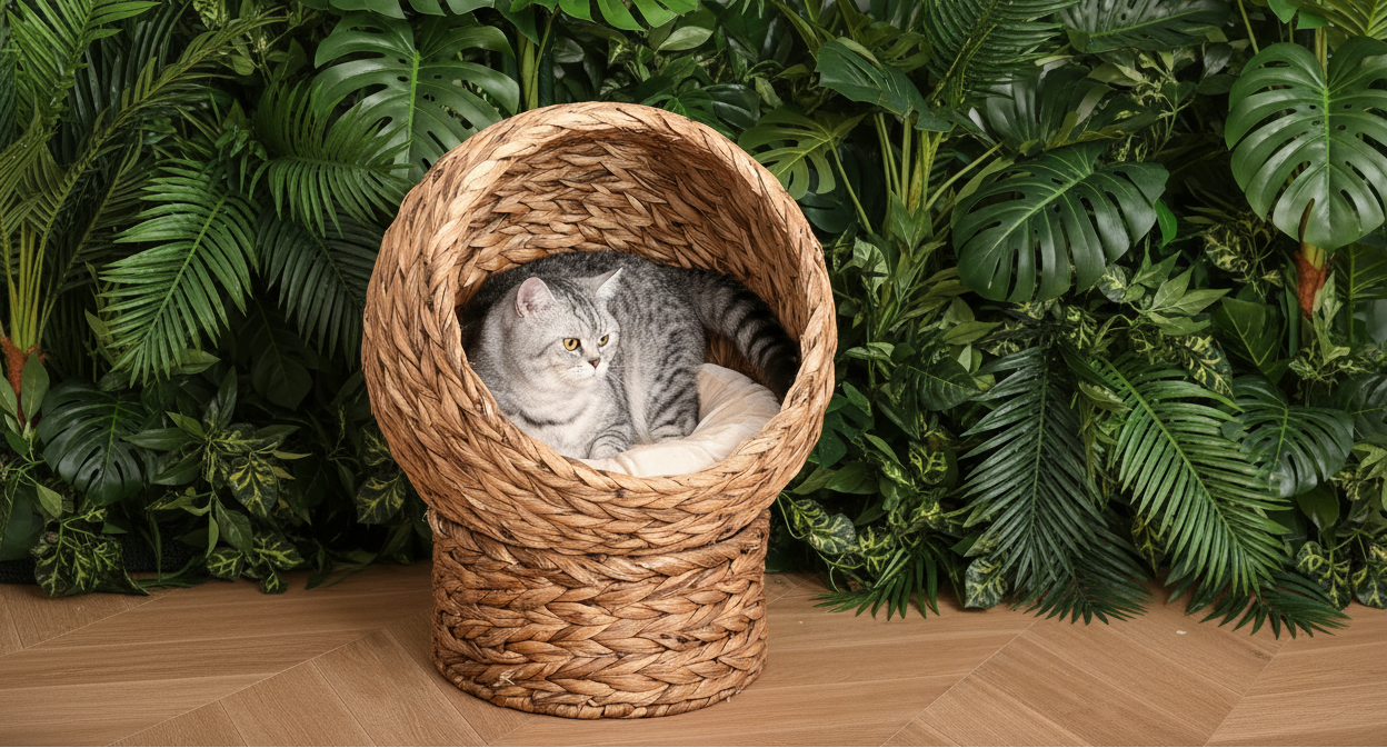 Wicker cat bed