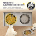 Load image into Gallery viewer, Elevated Dog Bowls with Storage, Raised Dog Bowl Stand with 2 Stainless Steel Food Dishes and Slow Feeder, Pet Feeding Station for Large Breeds, Gray
