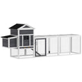 Load image into Gallery viewer, 117" Chicken Coop, Wooden Rabbit Hutch with Chicken Run, Slide-out Tray, Asphalt Roof, Nesting Box - Grey and White
