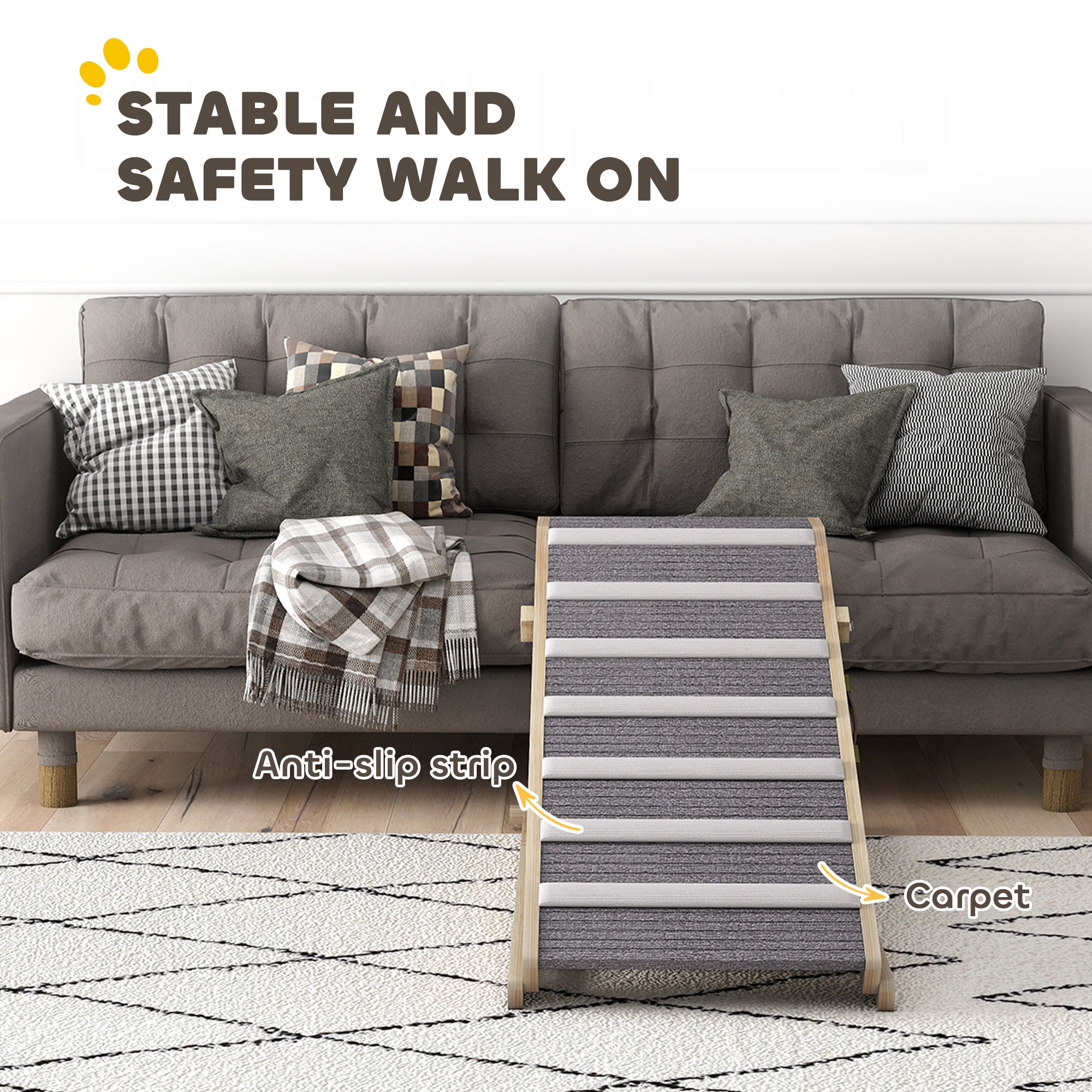 Dog Ramp for Car, Adjustable Folding Pet Ramp for Small Medium Large Dogs, 4 Adjustable Height Dog Climbing Ladder for High Bed and Sofa, 35/43/47/50 cm Height