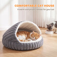 Load image into Gallery viewer, Cat Bed for Indoor Kittens, Cat Cave House with Non-Slip Bottom and Washable Cushion, Soft Pet Bed for Indoor Warmth & Comfort, 50 x 50 x 32 cm, Grey
