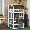 Load image into Gallery viewer, PawHut Wooden Outdoor Cat House, Feral Cat Shelter Kitten Condo with Asphalt Roof, Escape Doors, Condo, Jumping Platform, Gray
