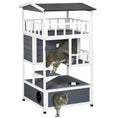 Load image into Gallery viewer, PawHut Wooden Outdoor Cat House, Feral Cat Shelter Kitten Condo with Asphalt Roof, Escape Doors, Condo, Jumping Platform, Gray
