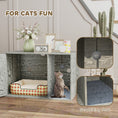 Load image into Gallery viewer, Cat Litter Box Enclosure with Rattan Door, Boho Style Hiddern Litter Box Furniture, Cat House End Side Table with Scratching Mat, Toy Ball, Non-slip Foot Pads, 80 x 50 x 50cm, Grey
